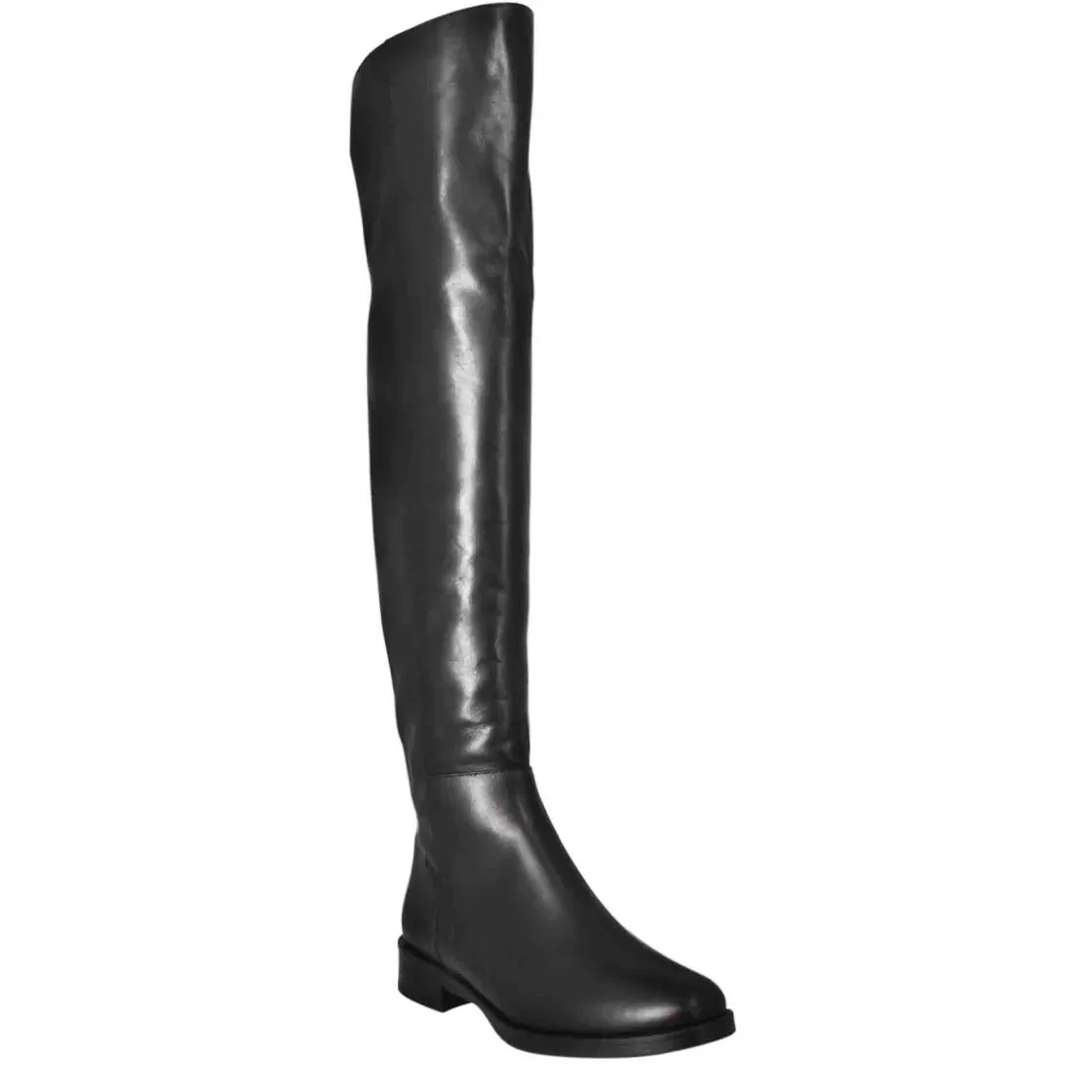 Sale Leonardo Shoes Stivali Sopra Al Ginocchio Da Donna Liscio Con Tacco Basso In Pelle Colore Nero