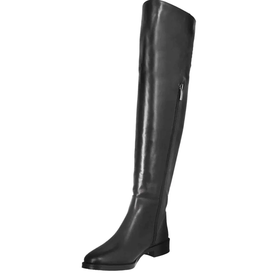 Sale Leonardo Shoes Stivali Sopra Al Ginocchio Da Donna Liscio Con Tacco Basso In Pelle Colore Nero