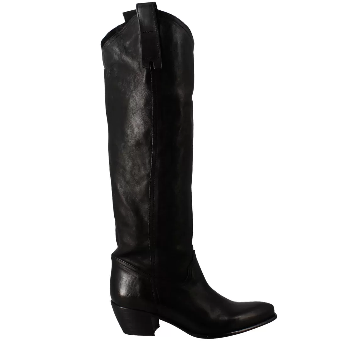 Sale Leonardo Shoes Stivali Texani Alti Da Donna Fatti A Mano In Pelle Nera Con Cerniera Nero