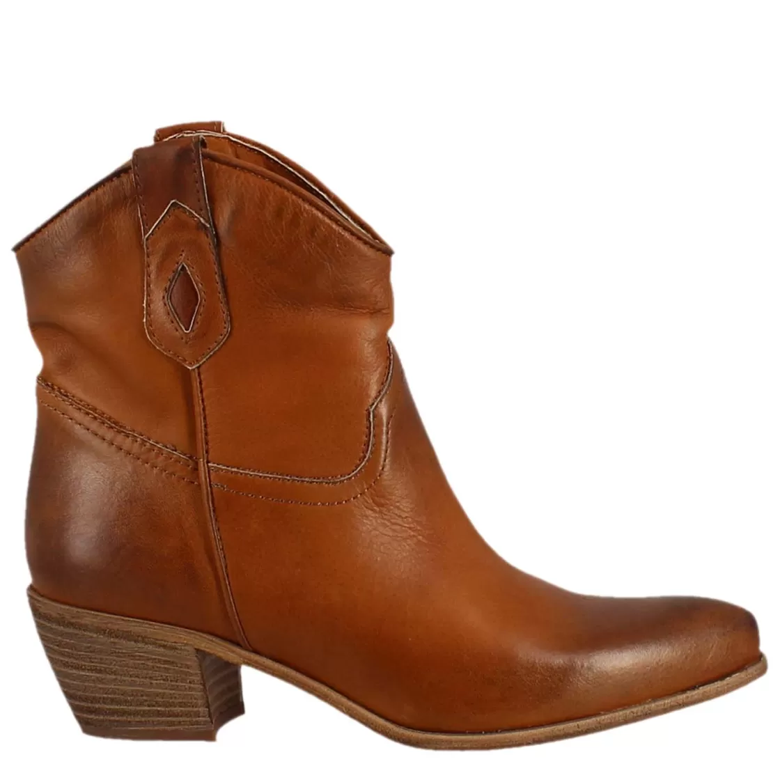 Outlet Leonardo Shoes Stivali Texani Bassi Da Donna Sfoderati In Pelle Vintage Marrone