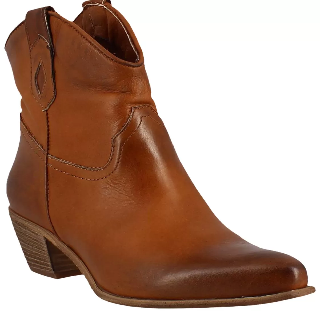 Outlet Leonardo Shoes Stivali Texani Bassi Da Donna Sfoderati In Pelle Vintage Marrone