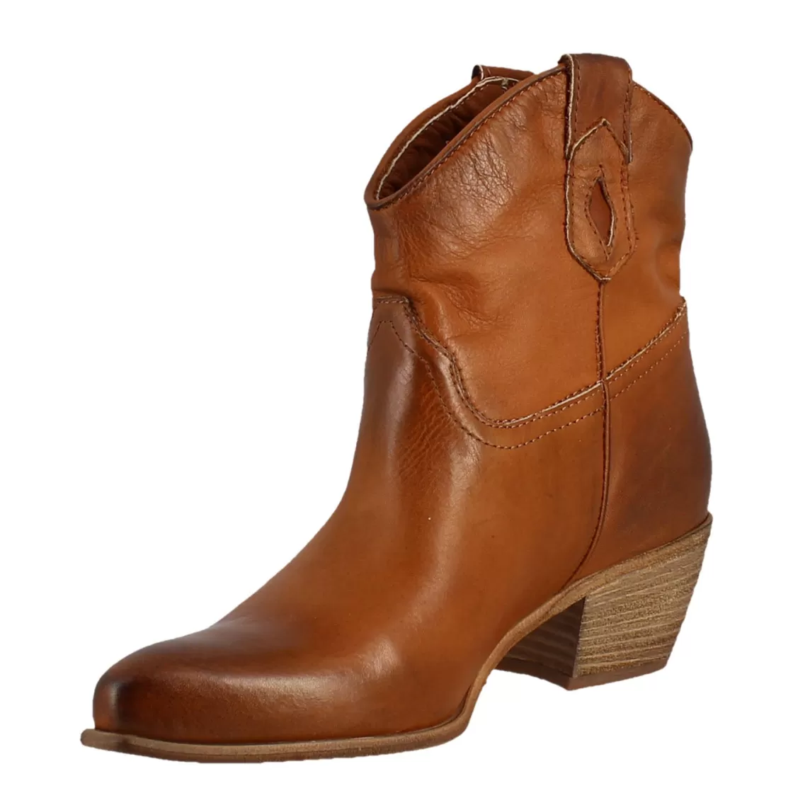 Outlet Leonardo Shoes Stivali Texani Bassi Da Donna Sfoderati In Pelle Vintage Marrone