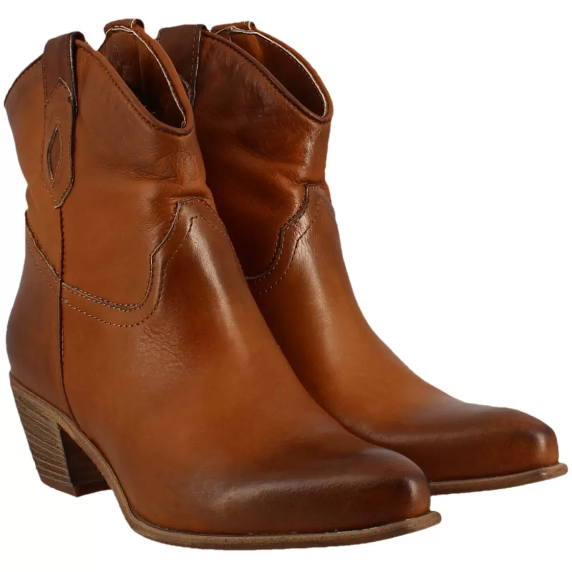Outlet Leonardo Shoes Stivali Texani Bassi Da Donna Sfoderati In Pelle Vintage Marrone