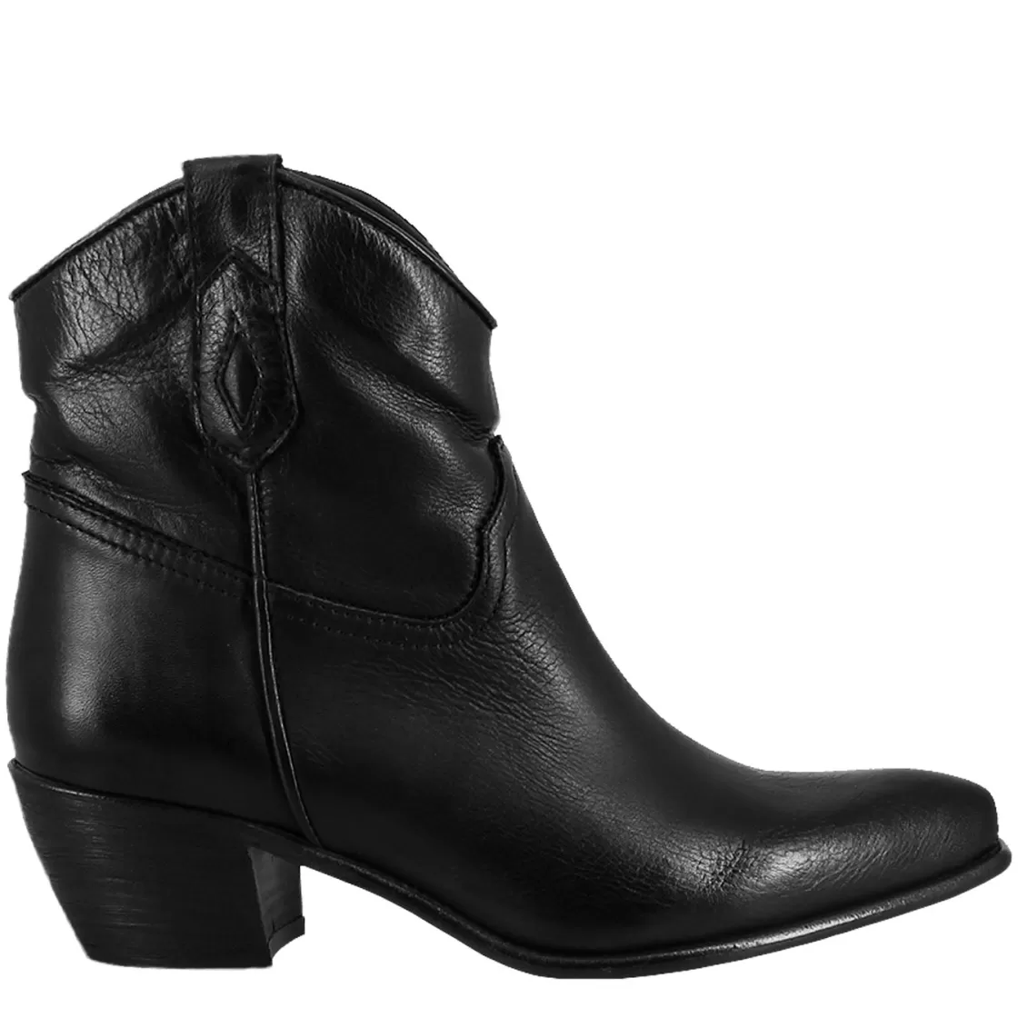 Shop Leonardo Shoes Stivali Texani Bassi Da Donna Sfoderati In Pelle Vintage Nera Nero