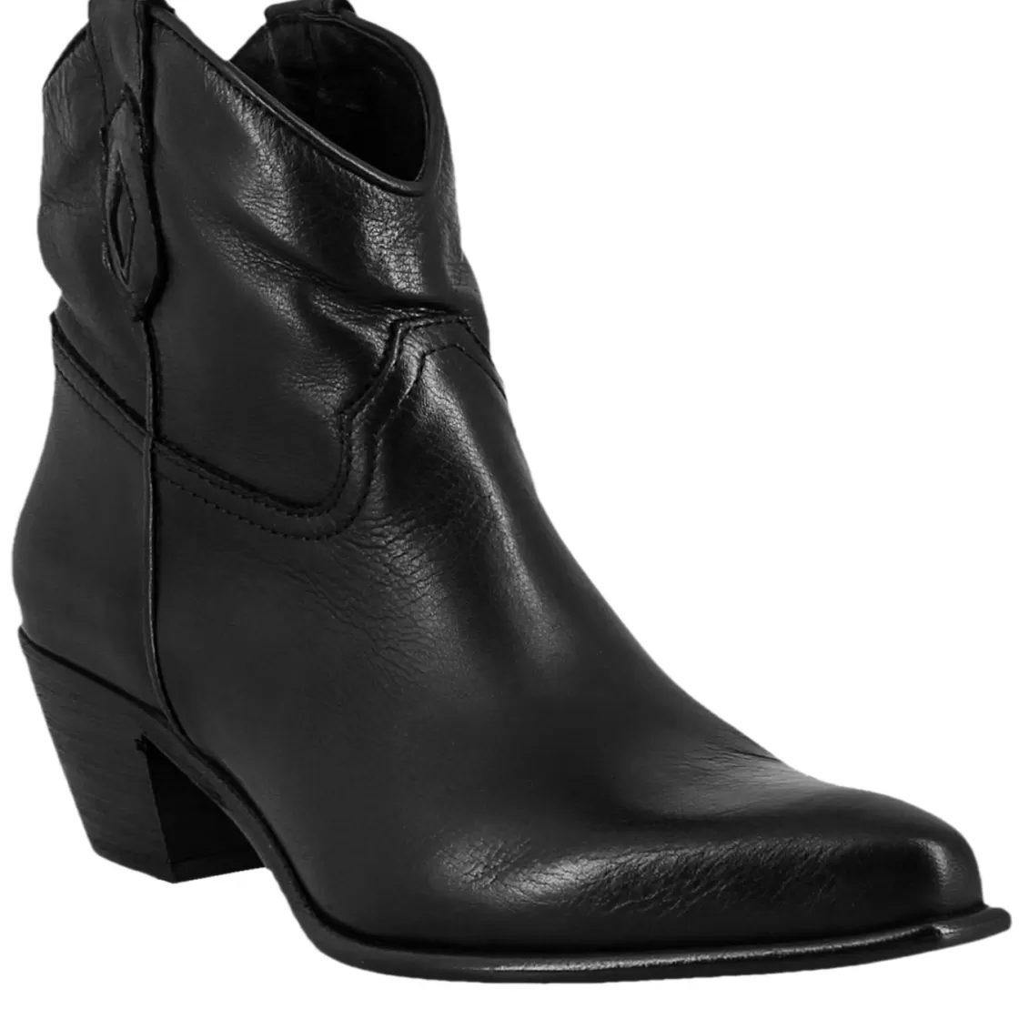 Shop Leonardo Shoes Stivali Texani Bassi Da Donna Sfoderati In Pelle Vintage Nera Nero