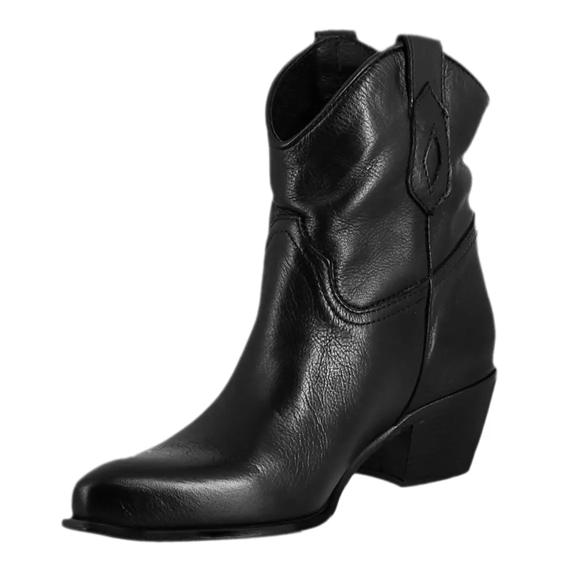 Shop Leonardo Shoes Stivali Texani Bassi Da Donna Sfoderati In Pelle Vintage Nera Nero
