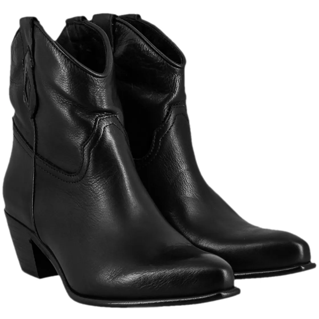 Shop Leonardo Shoes Stivali Texani Bassi Da Donna Sfoderati In Pelle Vintage Nera Nero