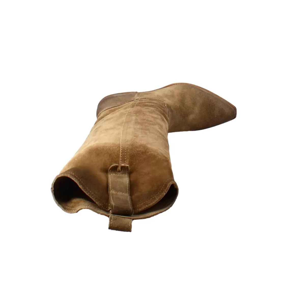 Fashion Leonardo Shoes Stivali Texani Da Donna Sfoderati In Camoscio Tortora Marrone
