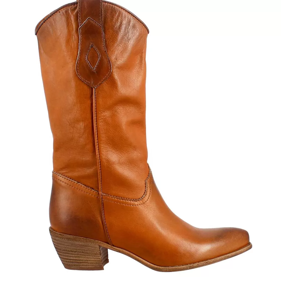 Store Leonardo Shoes Stivali Texani Da Donna Sfoderati In Pelle Vintage . Marrone