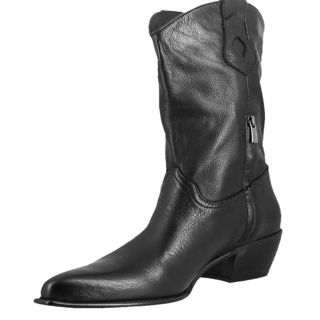 Discount Leonardo Shoes Stivali Texani Da Donna Sfoderati In Pelle Vintage Nera Nero