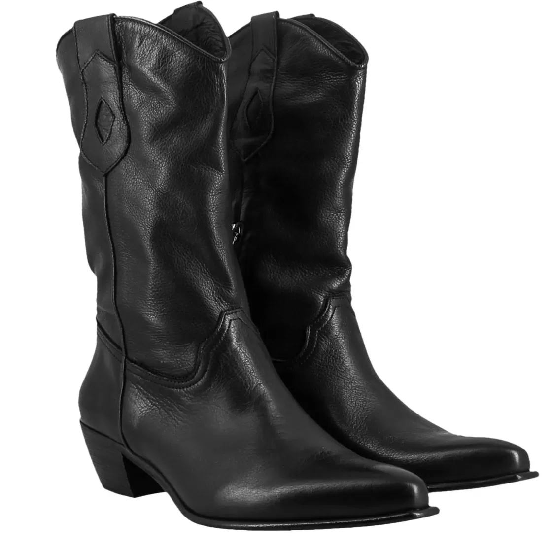 Discount Leonardo Shoes Stivali Texani Da Donna Sfoderati In Pelle Vintage Nera Nero
