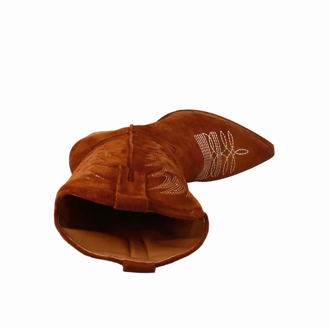 Discount Leonardo Shoes Stivali Texani Medi Da Donna In Camoscio Con Ricami. Marrone