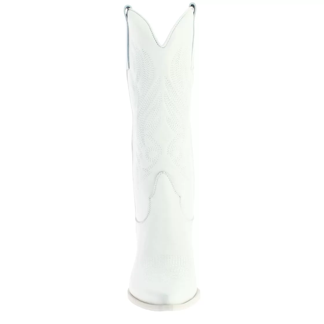 Hot Leonardo Shoes Stivali Texani Medi Da Donna In Pelle Colore Con Ricami. Bianco