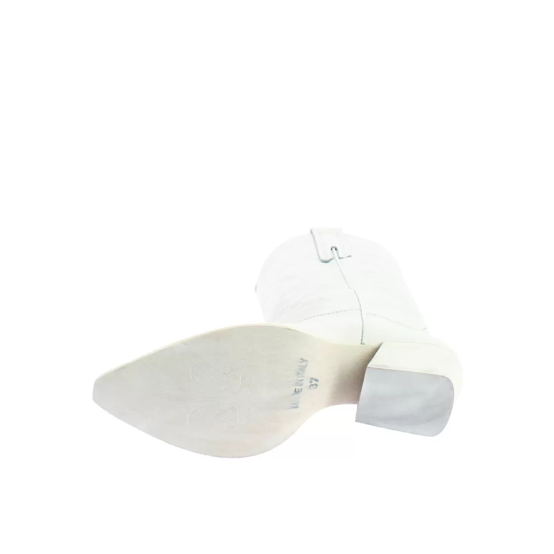 Hot Leonardo Shoes Stivali Texani Medi Da Donna In Pelle Colore Con Ricami. Bianco