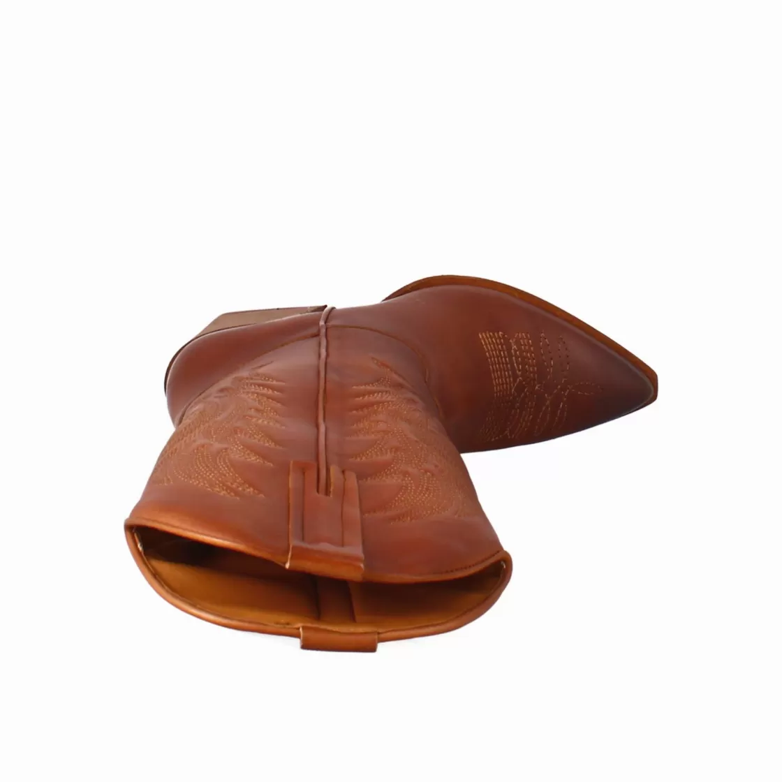 Clearance Leonardo Shoes Stivali Texani Medi Da Donna In Pelle Colore Con Ricami. Marrone