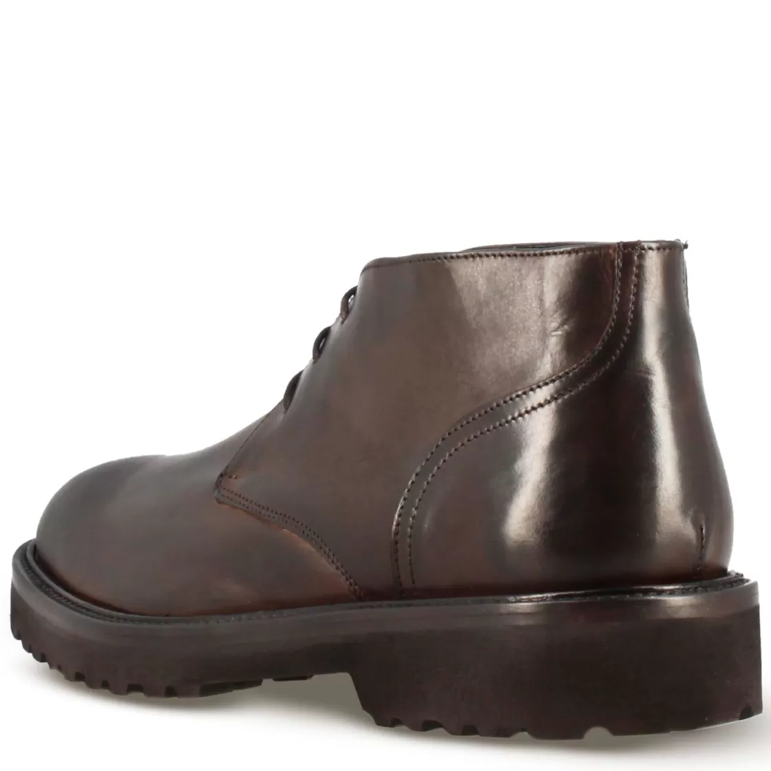 Discount Leonardo Shoes Tronchetti Da Uomo In Vera Pelle Liscia Colore Con Suola Carrarmato Marrone Scuro