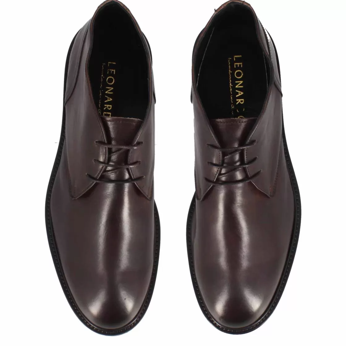 Discount Leonardo Shoes Tronchetti Da Uomo In Vera Pelle Liscia Colore Con Suola Carrarmato Marrone Scuro