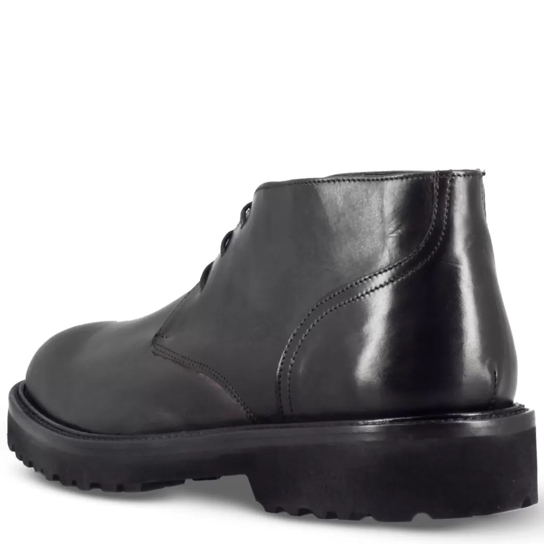 Fashion Leonardo Shoes Tronchetti Da Uomo In Vera Pelle Liscia Colore Con Suola Carrarmato Nero