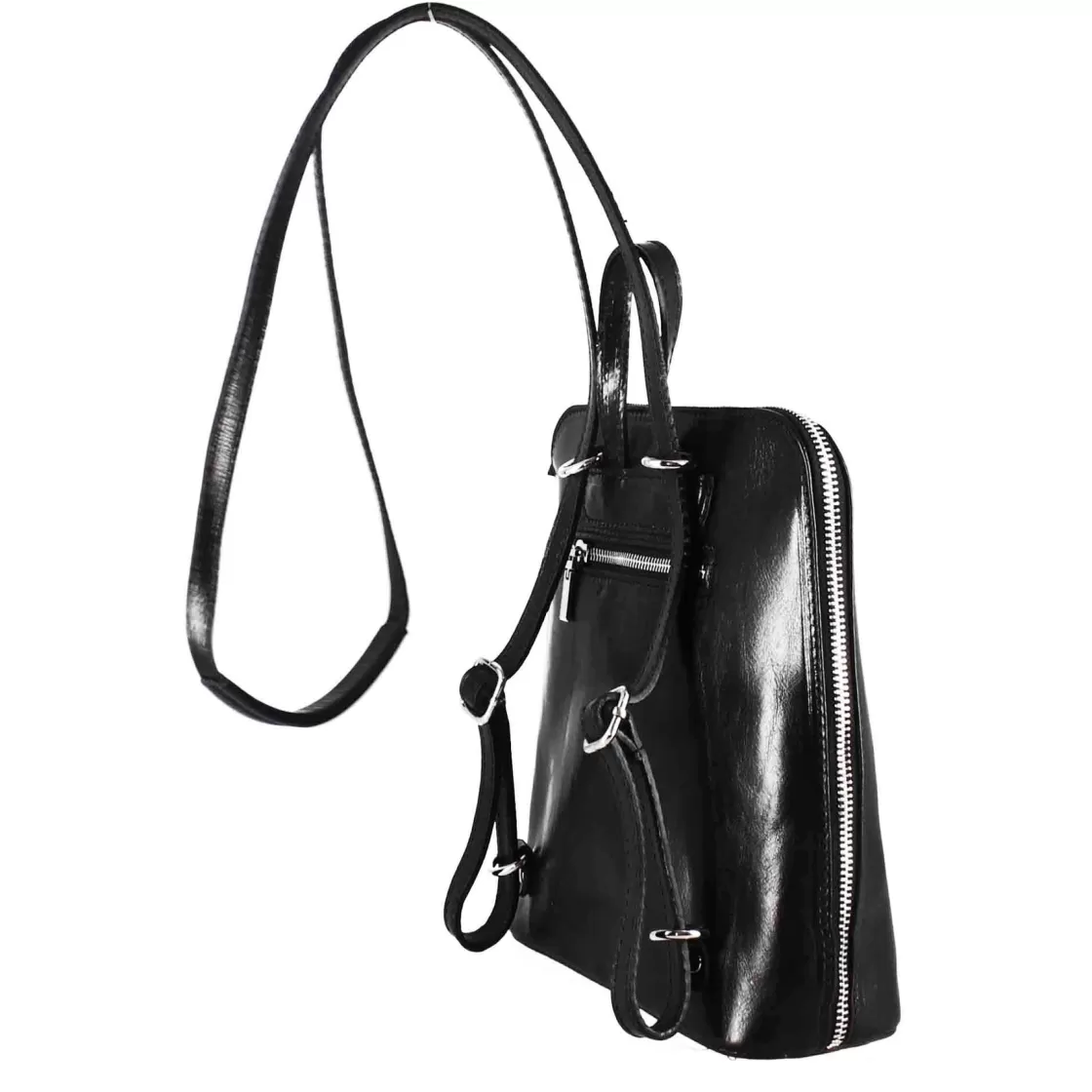 Outlet Leonardo Shoes Zainetto Ginevra Da Donna In Pelle Liscia Colore Con Cerniera Nero