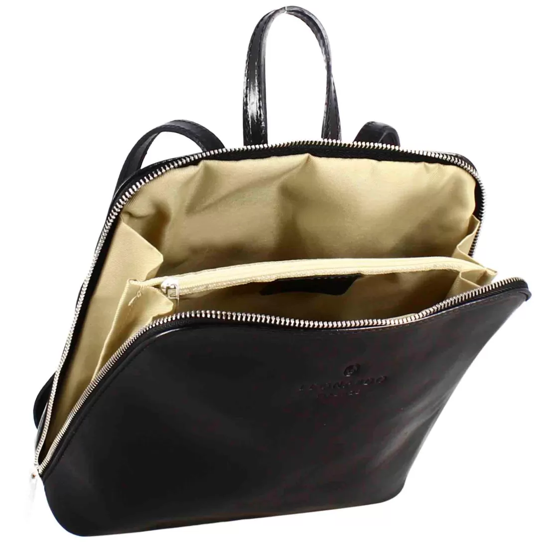 Outlet Leonardo Shoes Zainetto Ginevra Da Donna In Pelle Liscia Colore Con Cerniera Nero