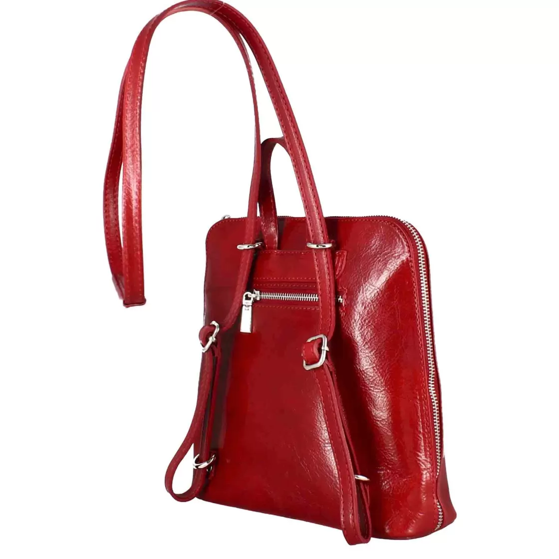 Shop Leonardo Shoes Zainetto Ginevra Da Donna In Pelle Liscia Colore Con Cerniera Rosso