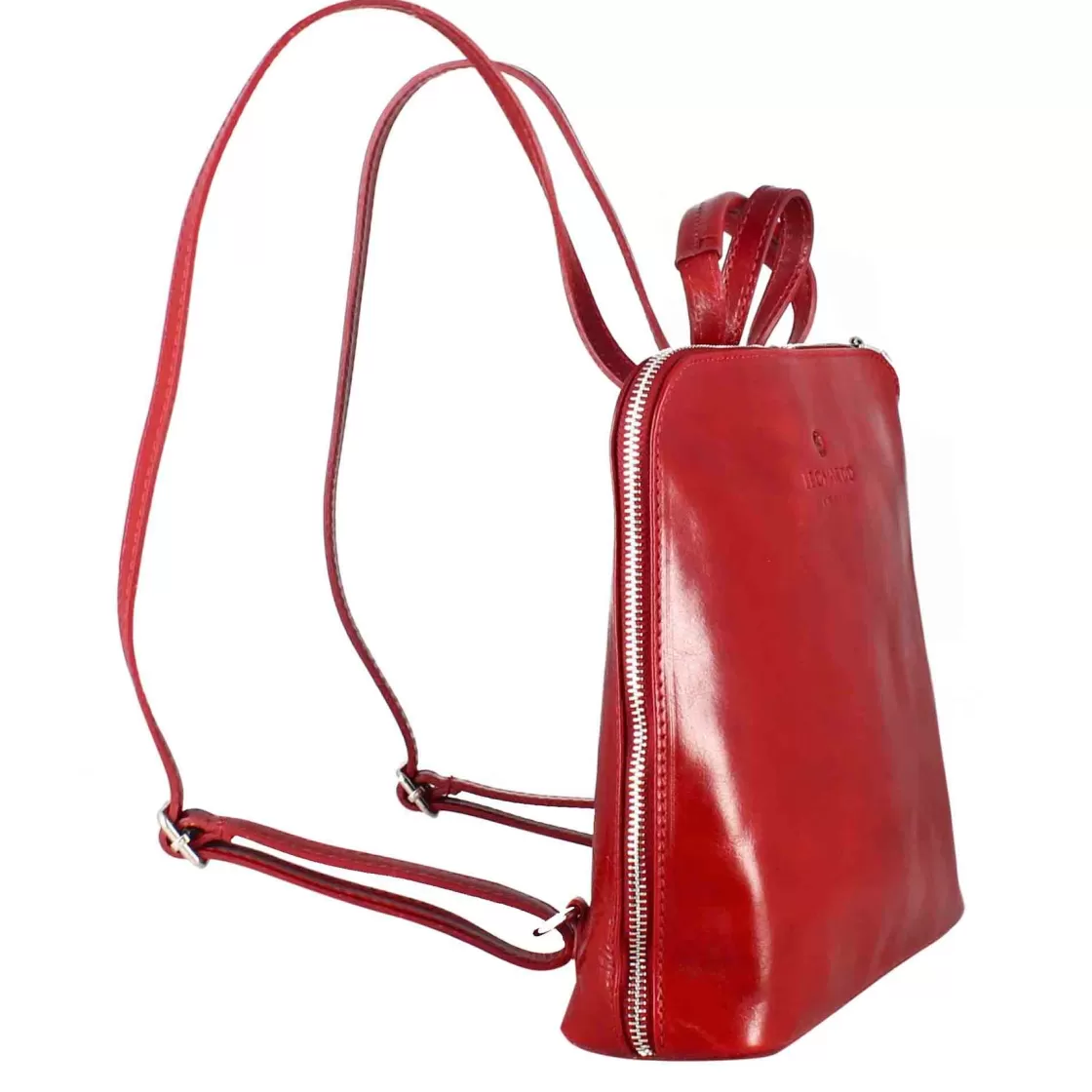 Shop Leonardo Shoes Zainetto Ginevra Da Donna In Pelle Liscia Colore Con Cerniera Rosso