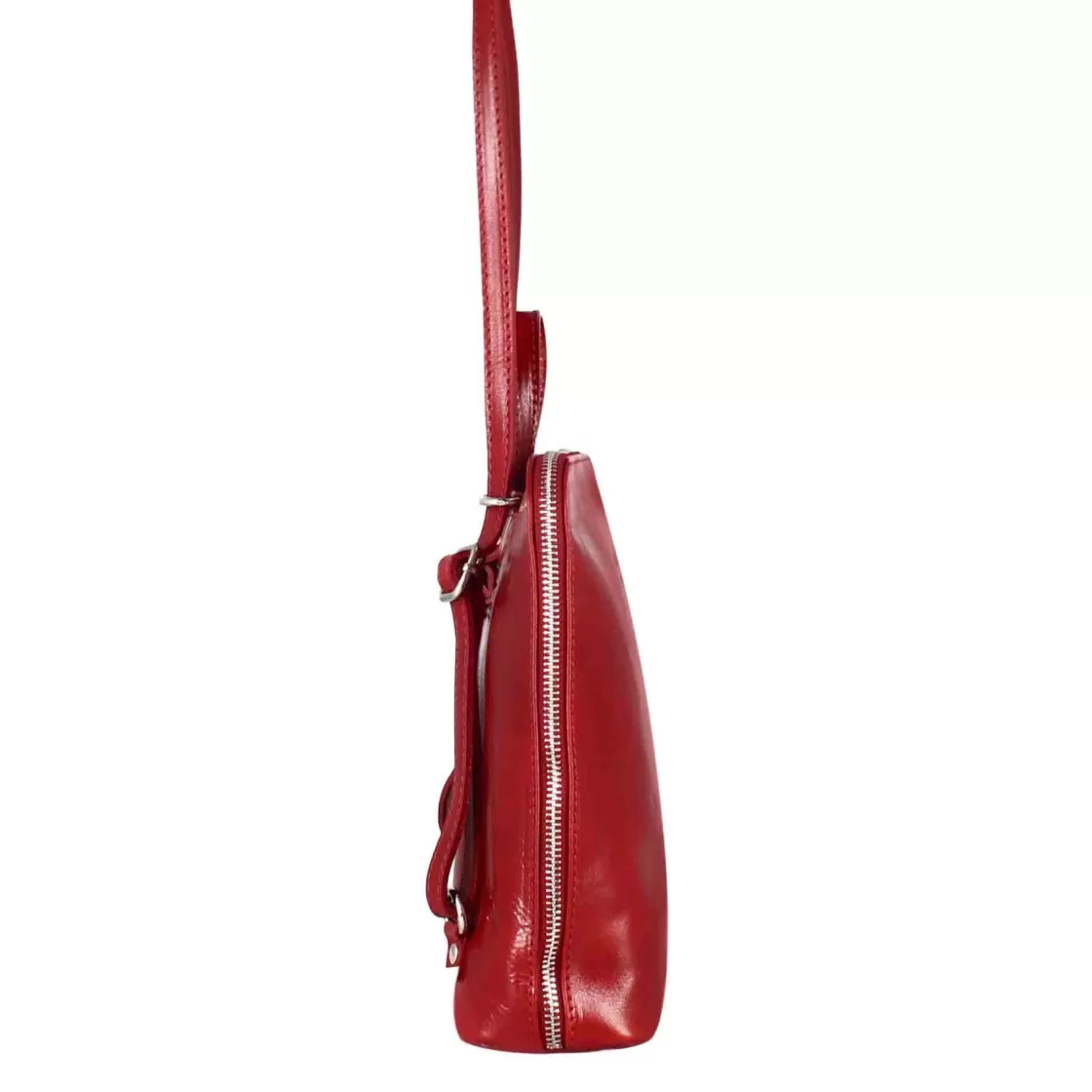 Shop Leonardo Shoes Zainetto Ginevra Da Donna In Pelle Liscia Colore Con Cerniera Rosso