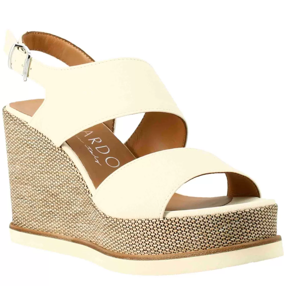 Cheap Leonardo Shoes Zeppa Da Donna Alta In Pelle Colore Panna Bianco