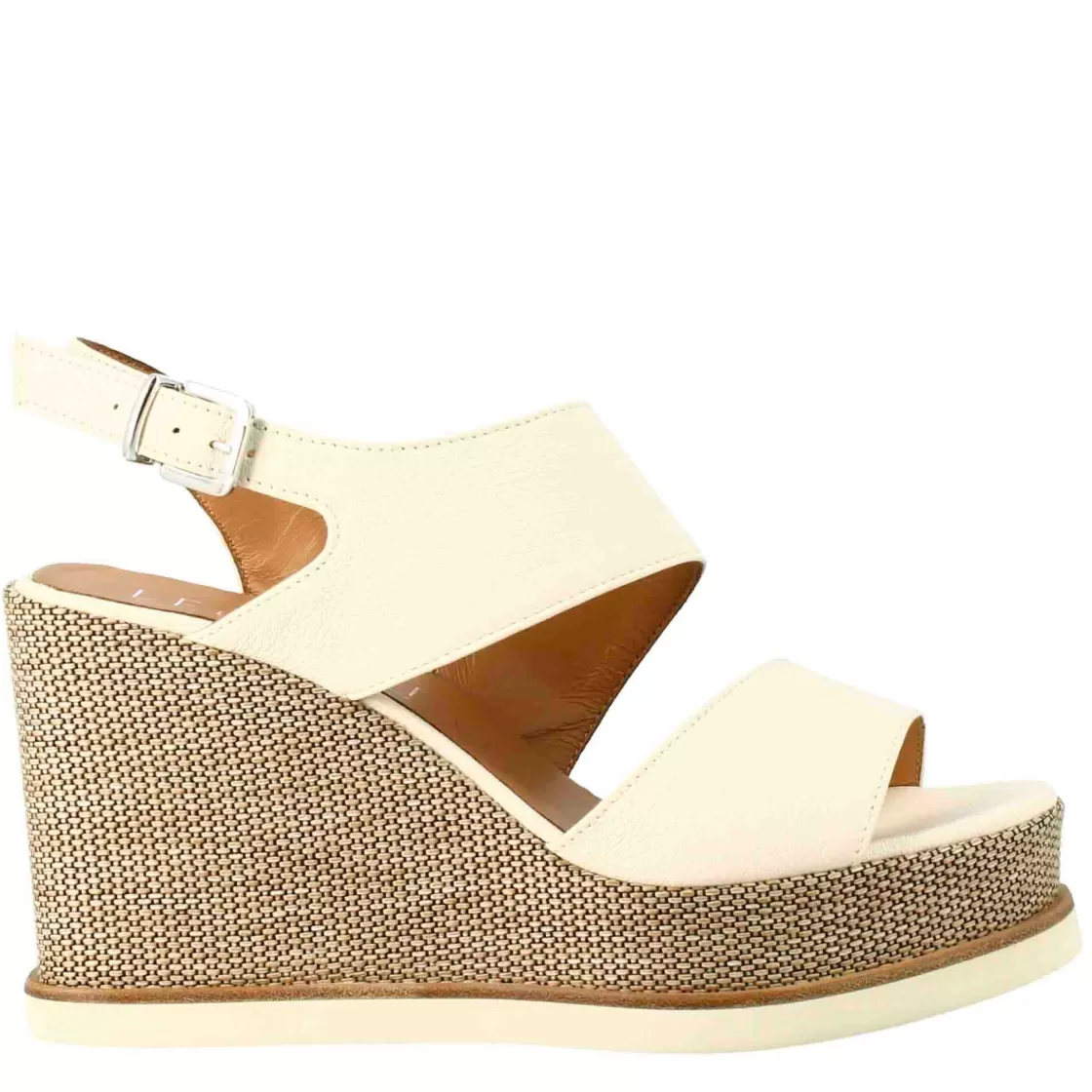 Cheap Leonardo Shoes Zeppa Da Donna Alta In Pelle Colore Panna Bianco