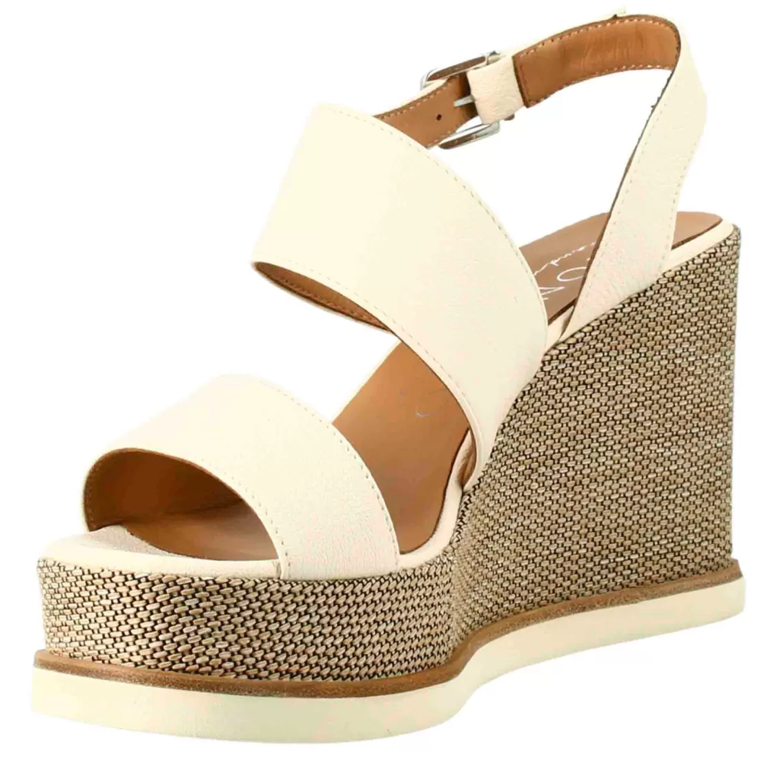 Cheap Leonardo Shoes Zeppa Da Donna Alta In Pelle Colore Panna Bianco