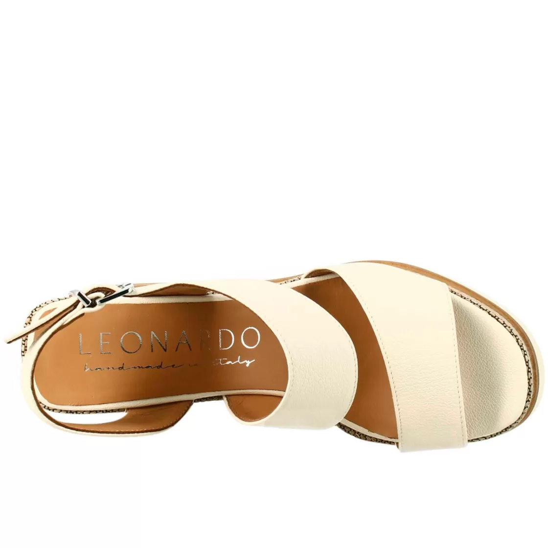 Cheap Leonardo Shoes Zeppa Da Donna Alta In Pelle Colore Panna Bianco
