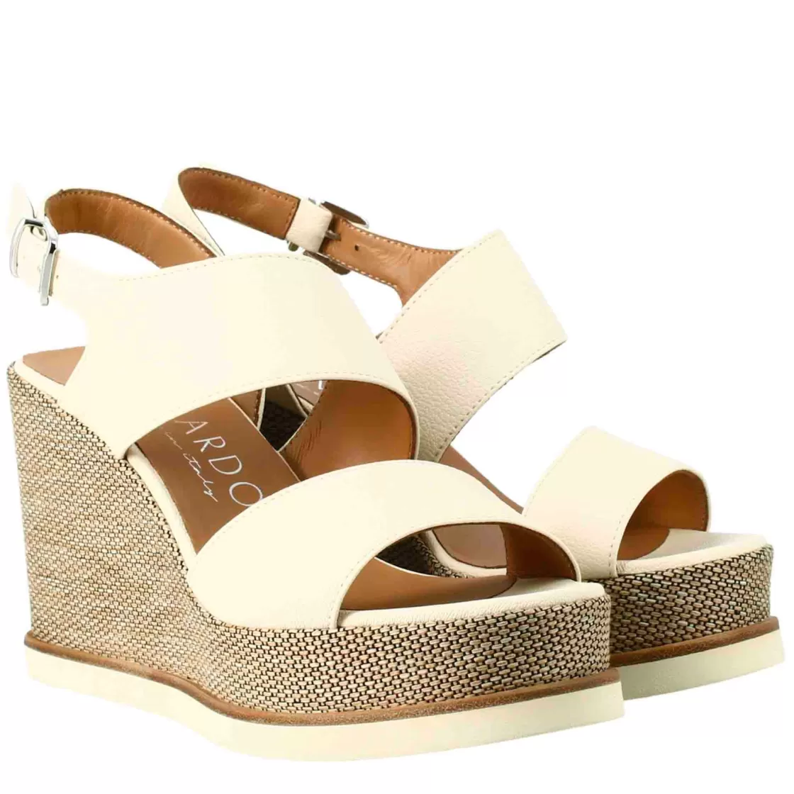 Cheap Leonardo Shoes Zeppa Da Donna Alta In Pelle Colore Panna Bianco