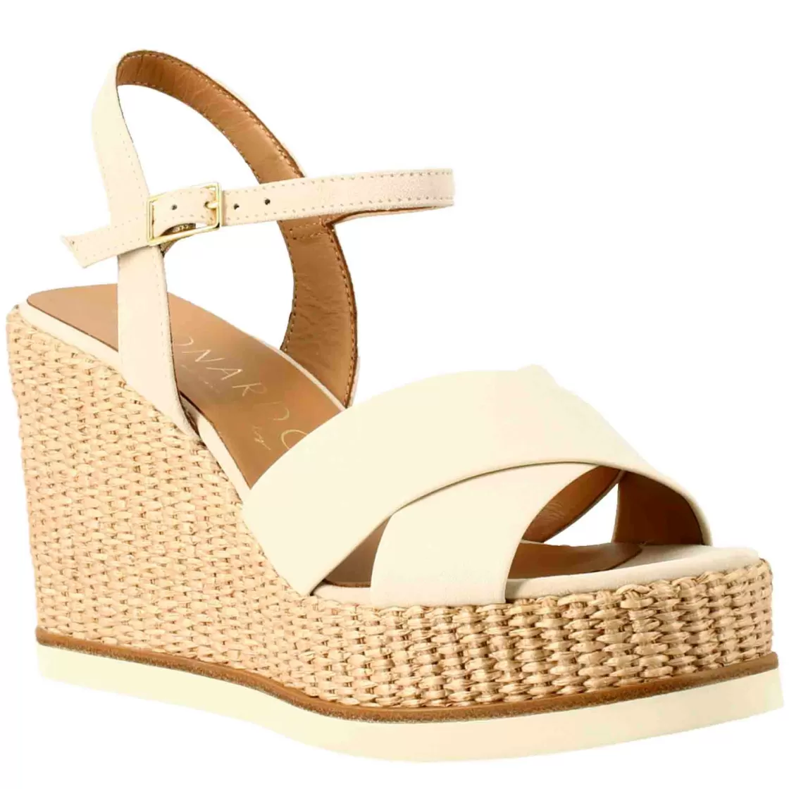 Discount Leonardo Shoes Zeppa Da Donna Biocolore Panna E Nude Bianco