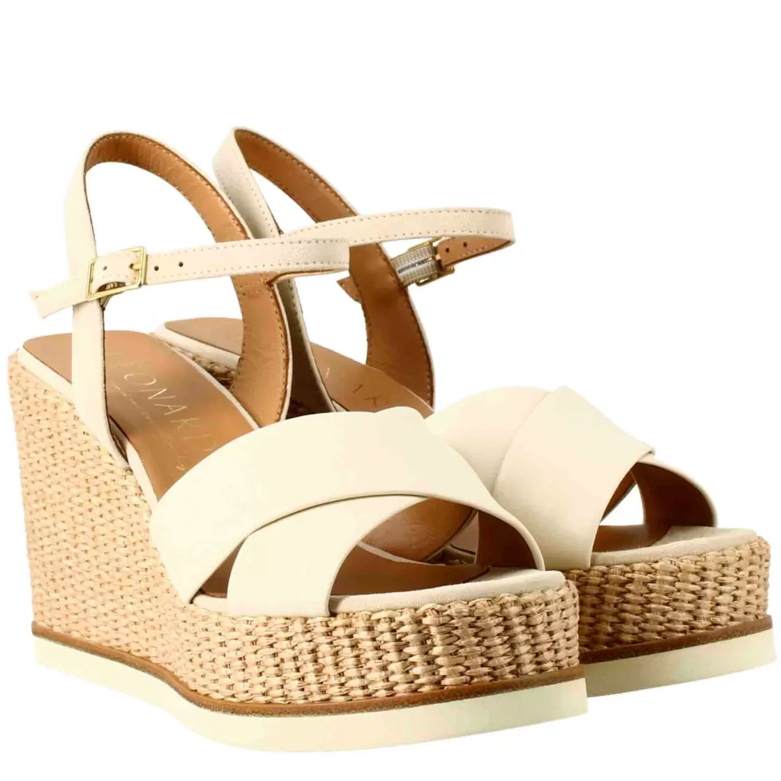 Discount Leonardo Shoes Zeppa Da Donna Biocolore Panna E Nude Bianco