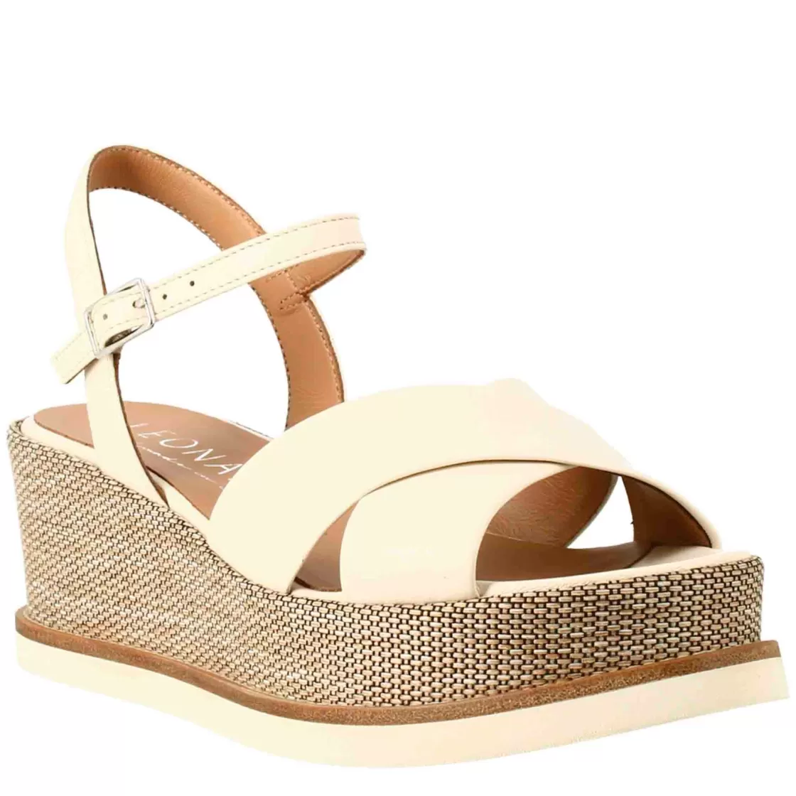 Hot Leonardo Shoes Zeppa Da Donna Media Colore Panna Beige