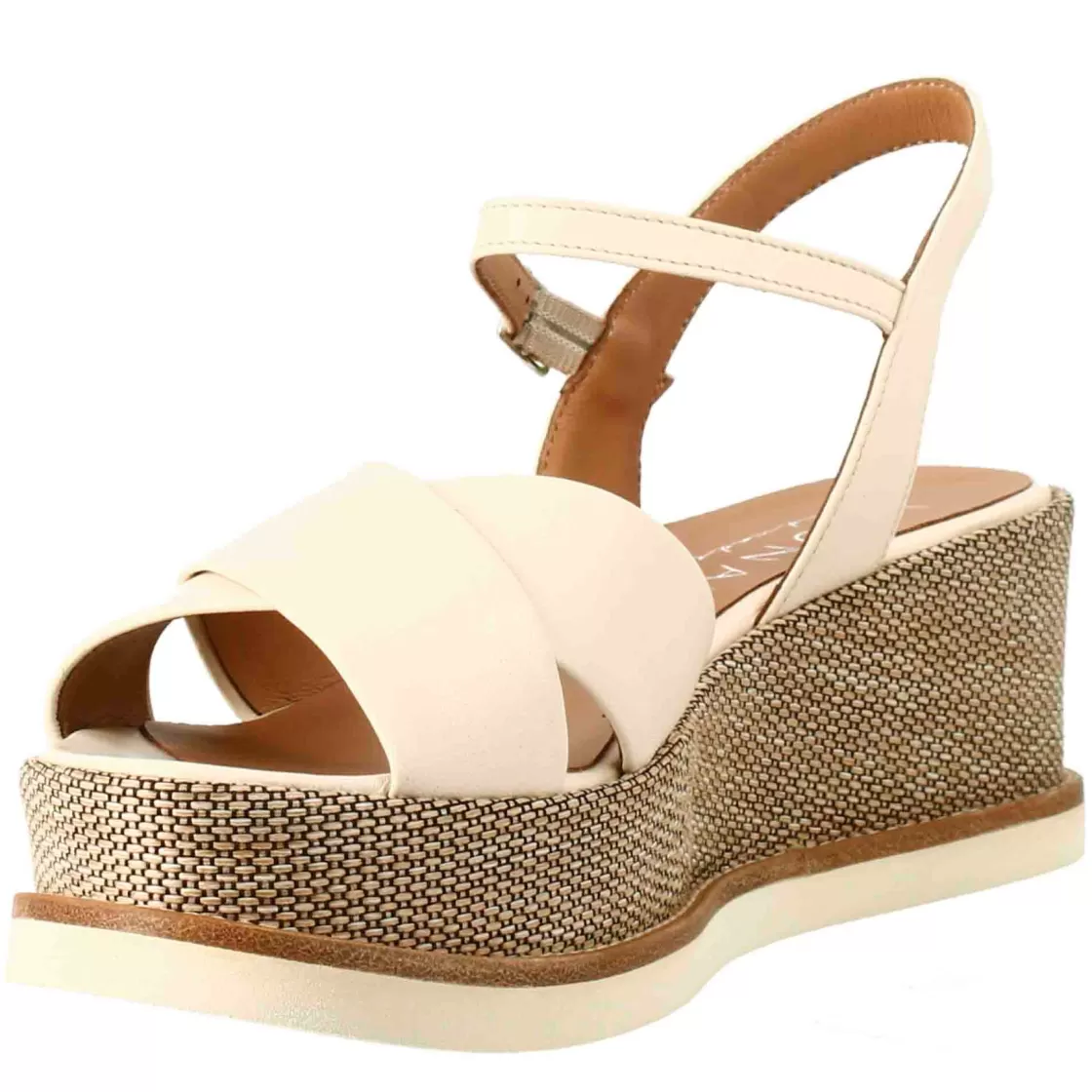 Hot Leonardo Shoes Zeppa Da Donna Media Colore Panna Beige