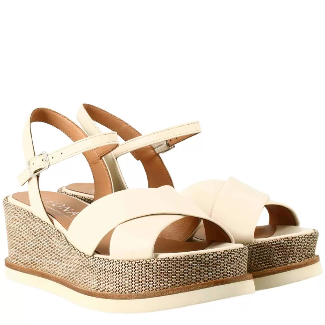 Hot Leonardo Shoes Zeppa Da Donna Media Colore Panna Beige